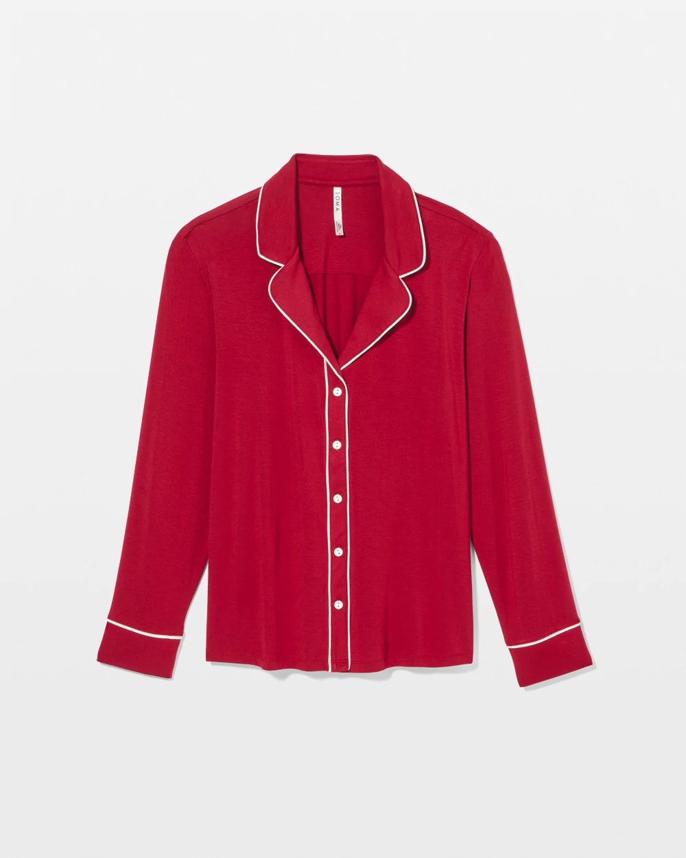 PAINT THE TOWN RED - Long Sleeve Notch Collar w/ Piped Placket Pajama Top | Soma