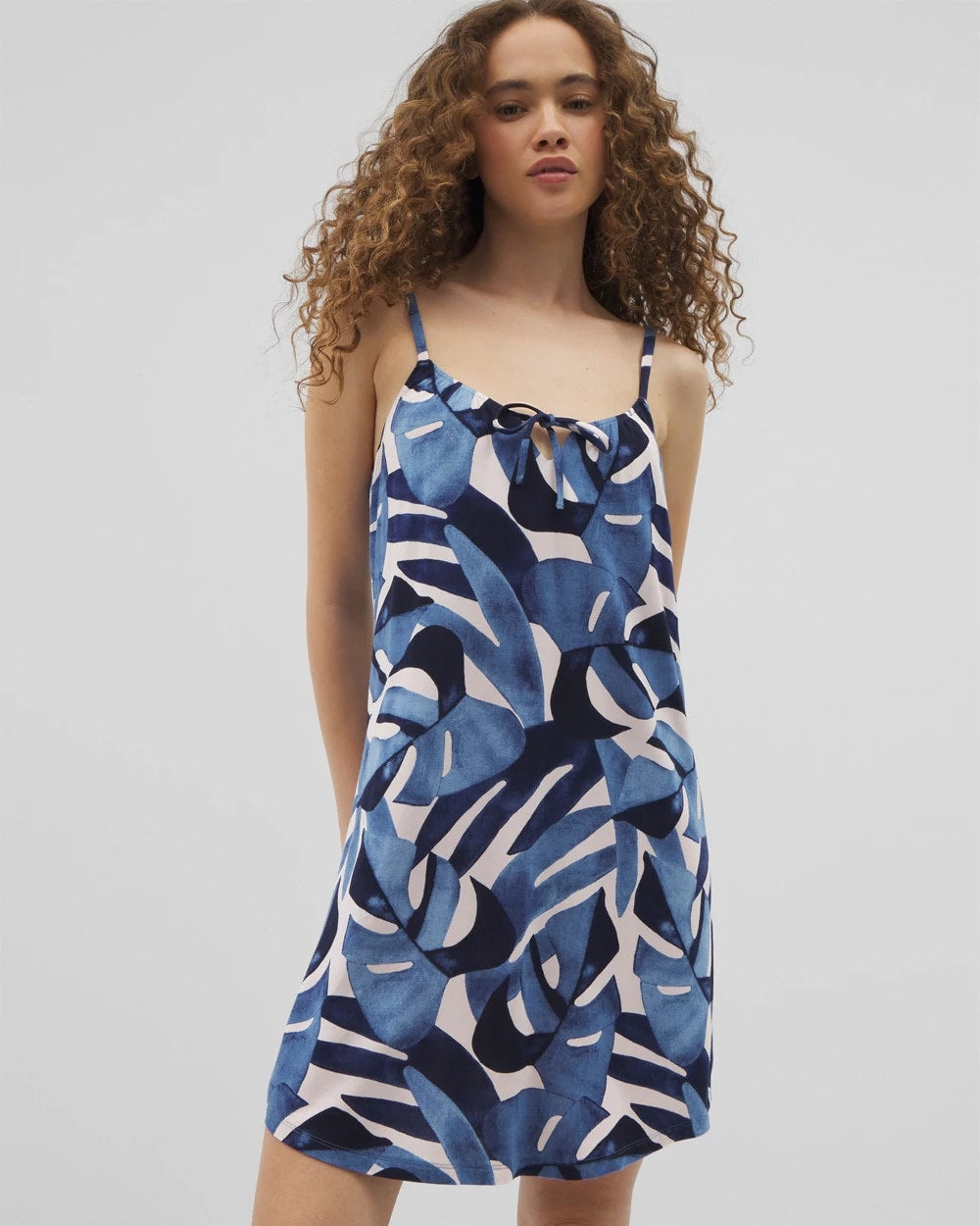 TROPICAL BREEZE SKY - Tie-Front Chemise | Soma