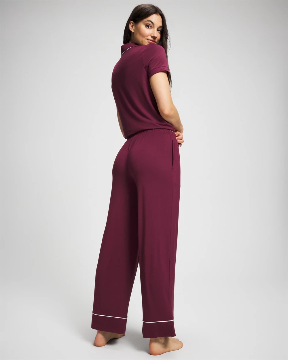VELVET PLUM - Solid Piped Pajama Pant | Soma