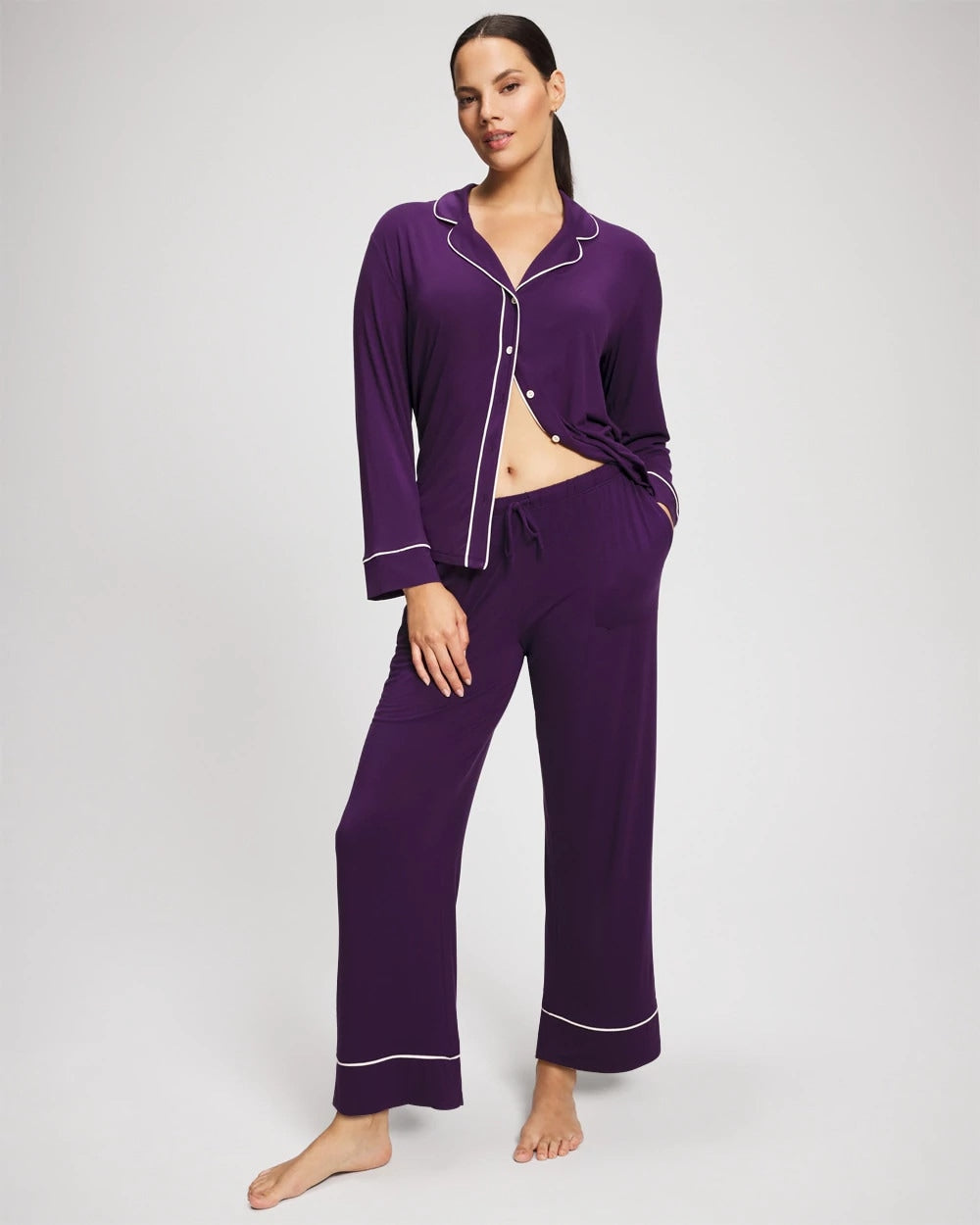BLACKBERRY - Solid Piped Pajama Pant | Soma