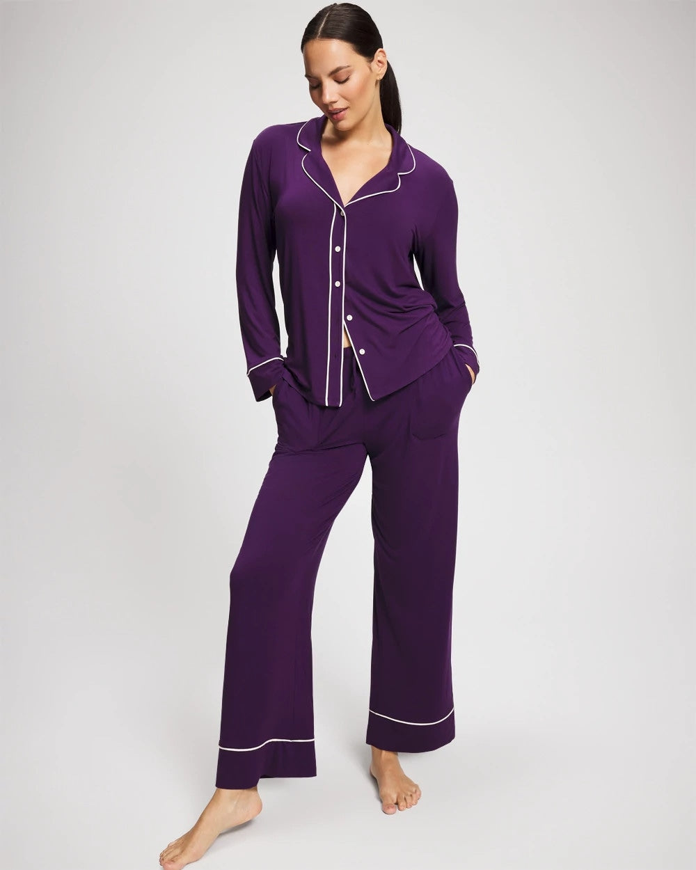 BLACKBERRY - Solid Piped Pajama Pant | Soma