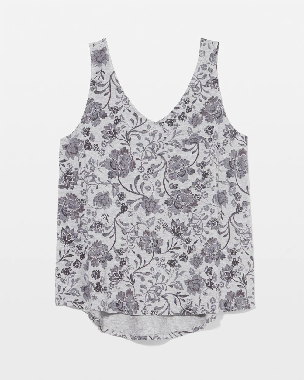 FLORAL EMBRACE GRAY - V-Neck Pajama Tank | Soma