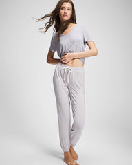 NIGHTCAP STRIPE LILAC ASH - Banded Ankle Pajama Pant | Soma