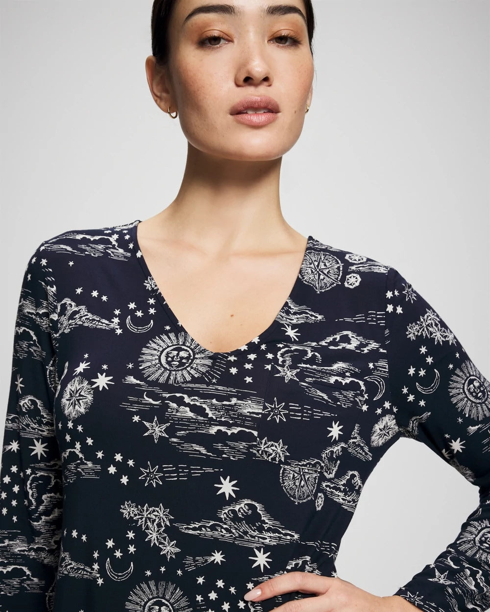 COSMIC BALLET NAVY - Long-Sleeve Sleepshirt | Soma