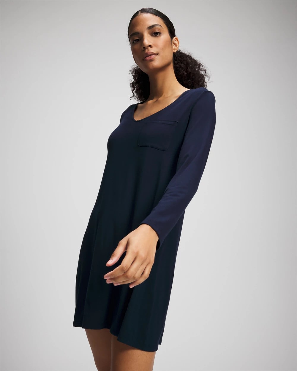 NIGHTFALL NAVY - Long-Sleeve Sleepshirt | Soma