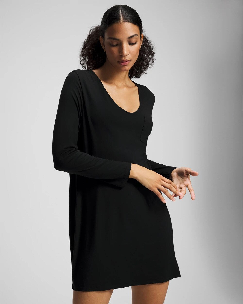 BLACK - Long-Sleeve Sleepshirt | Soma