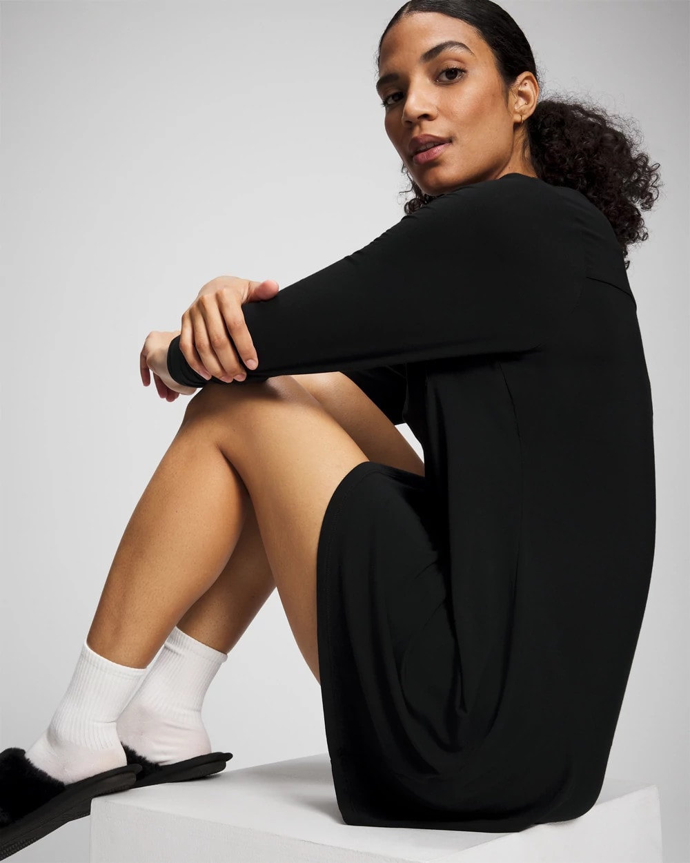 BLACK - Long-Sleeve Sleepshirt | Soma
