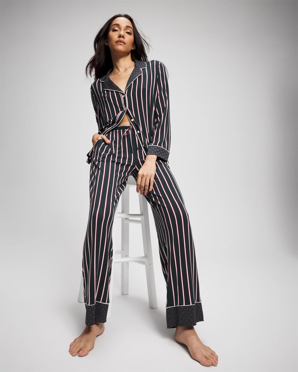 MIDNIGHT STRIPE GREEN JOL - Printed Pajama Pant | Soma