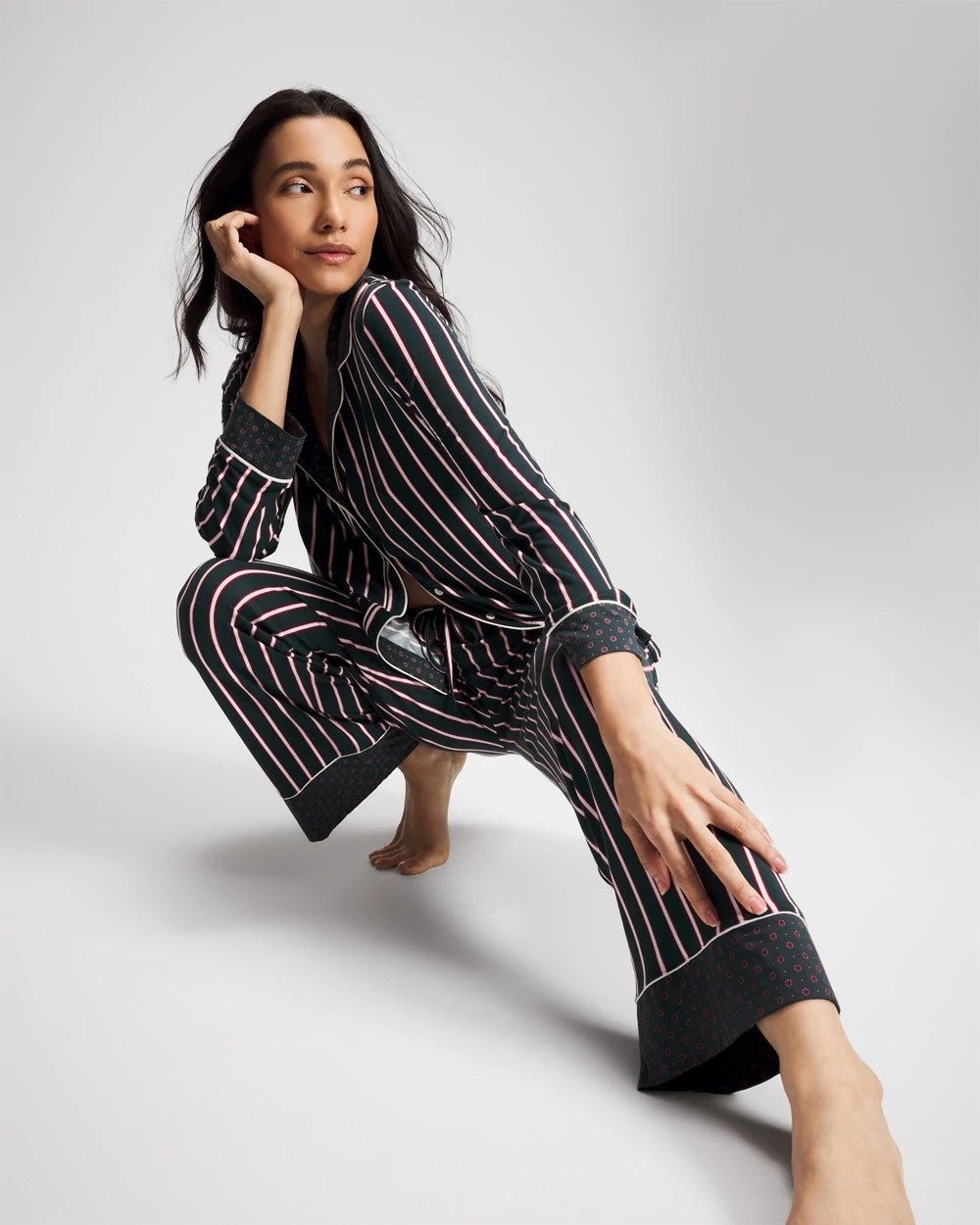 MIDNIGHT STRIPE GREEN JOL - Printed Pajama Pant | Soma