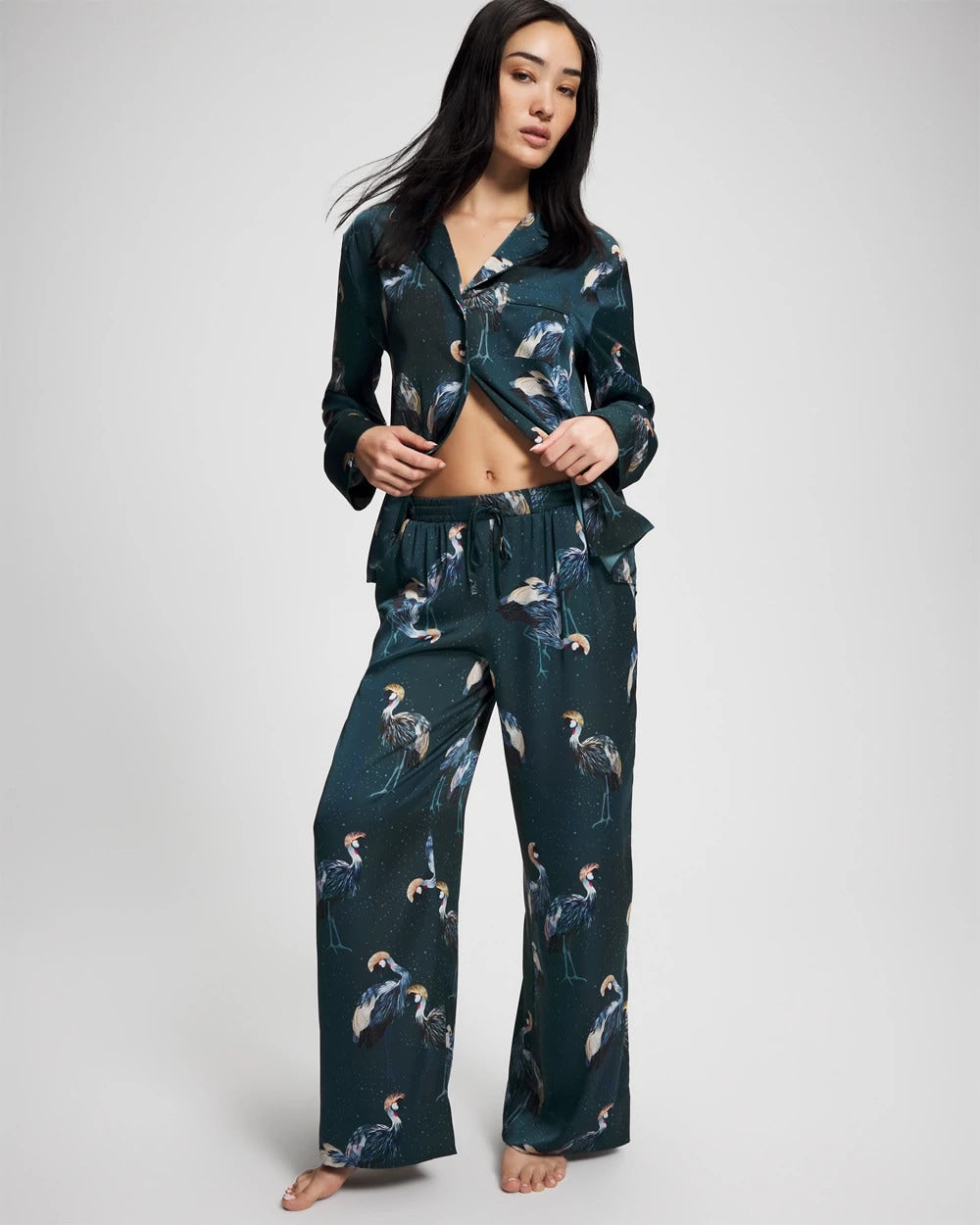 MIDNIGHT CRANES BLUE - Pajama Pants | Soma