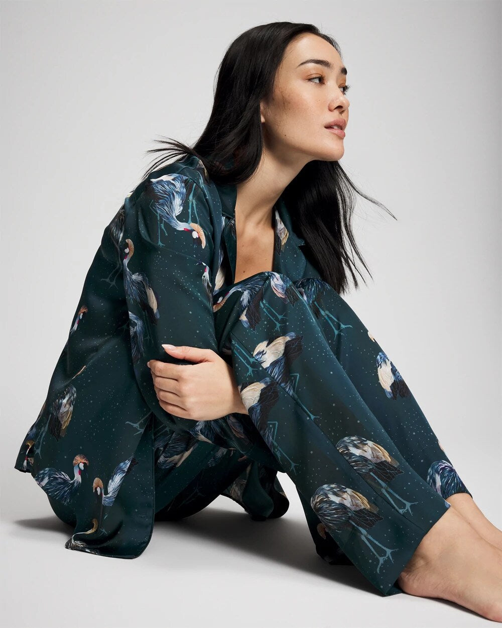 MIDNIGHT CRANES BLUE - Pajama Pants | Soma