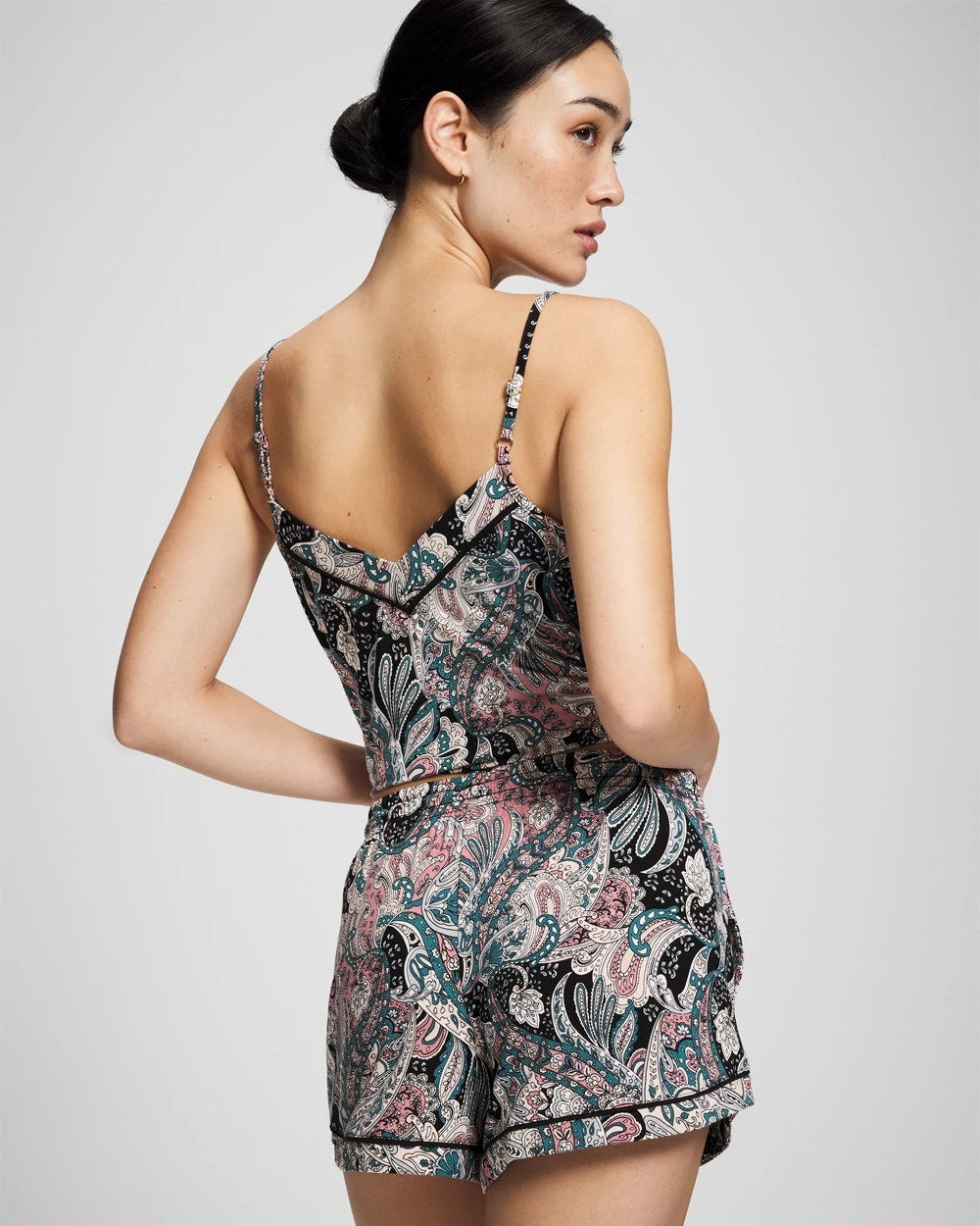 REGAL PAISLEY BLACK - Relaxed Piped Pajama Short | Soma