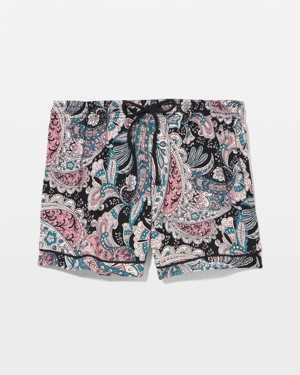 REGAL PAISLEY BLACK - Relaxed Piped Pajama Short | Soma