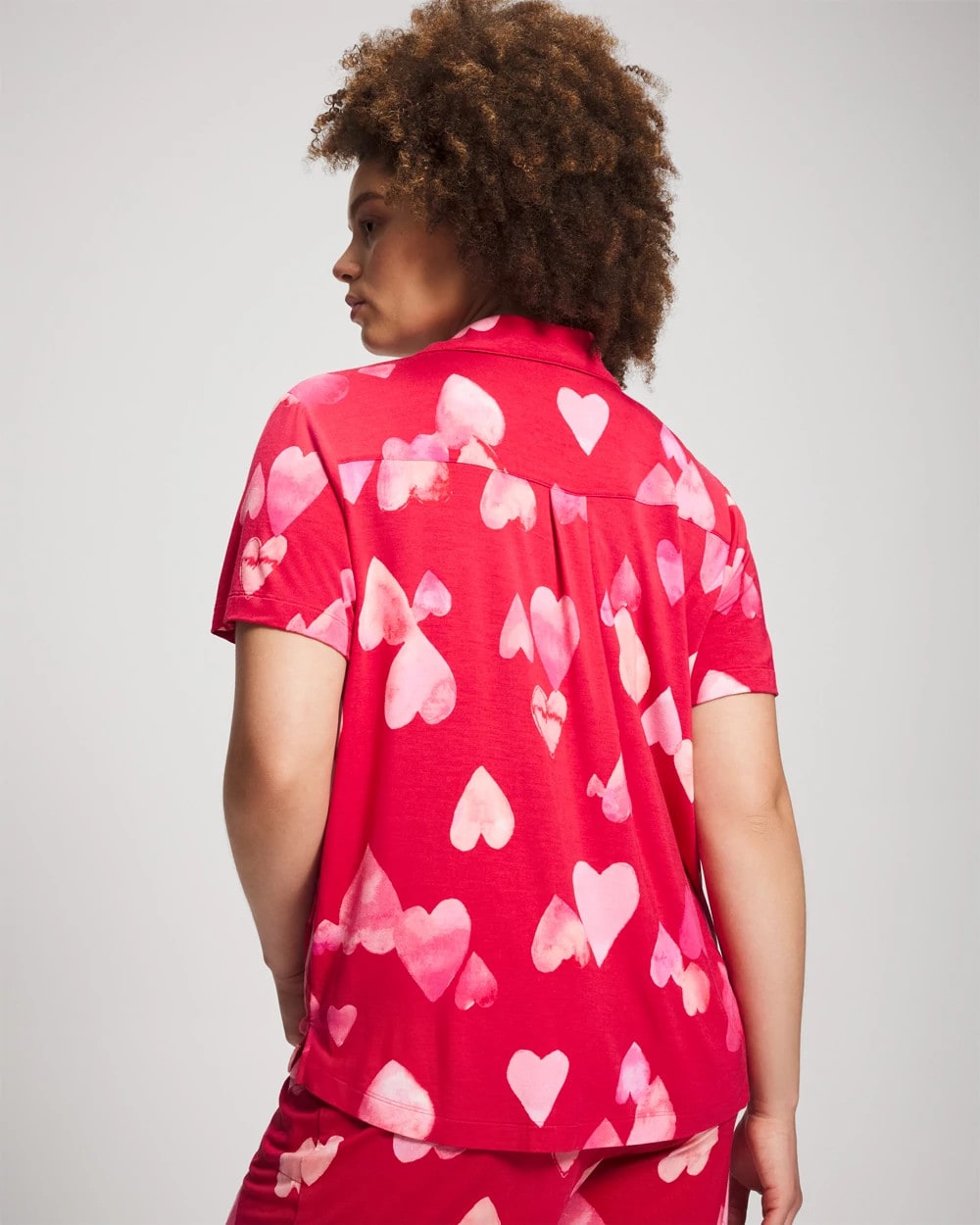 WHOLE LOTTA LOVE RED - Short Sleeve Notch Collar Pajama Top | Soma
