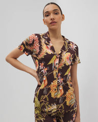 PARROT-DISO PLUME G PLUM - Short Sleeve Notch Collar Pajama Top | Soma