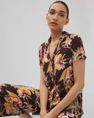 PARROT-DISO PLUME G PLUM - Short Sleeve Notch Collar Pajama Top | Soma