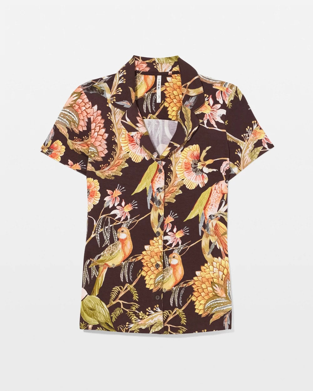 PARROT-DISO PLUME G PLUM - Short Sleeve Notch Collar Pajama Top | Soma