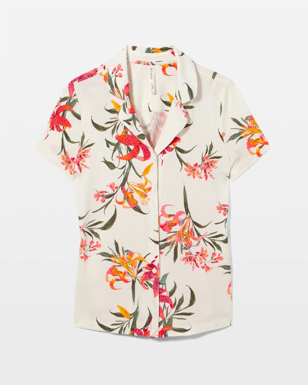 LE TIGRE FLORA CHAMPAGNE - Short Sleeve Notch Collar Pajama Top | Soma