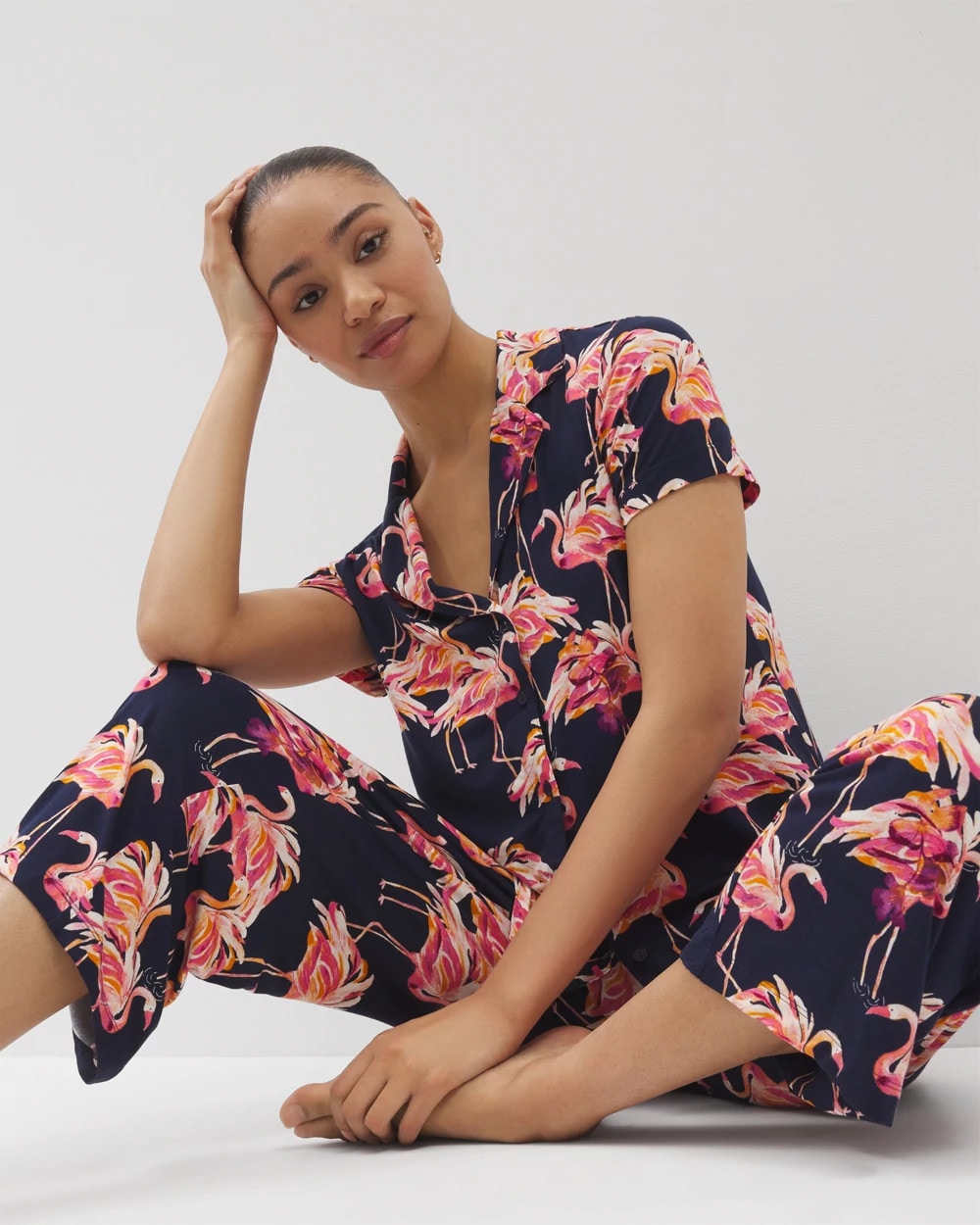 PARTY LIKE A FLOCK STAR N - Short Sleeve Notch Collar Pajama Top | Soma