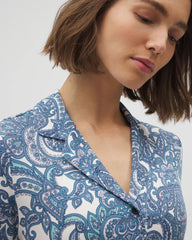 SHOW OFF PAISLEY COCONUT - Short Sleeve Notch Collar Pajama Top | Soma
