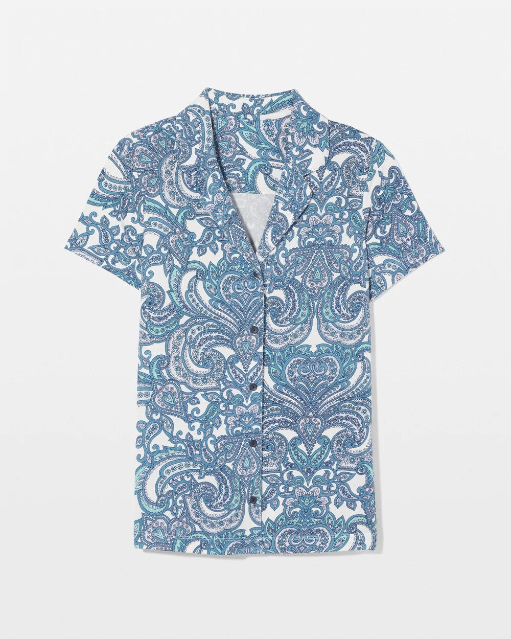 SHOW OFF PAISLEY COCONUT - Short Sleeve Notch Collar Pajama Top | Soma