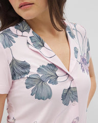 FLORAL HAVEN SUGAR COATED - Short Sleeve Notch Collar Pajama Top | Soma
