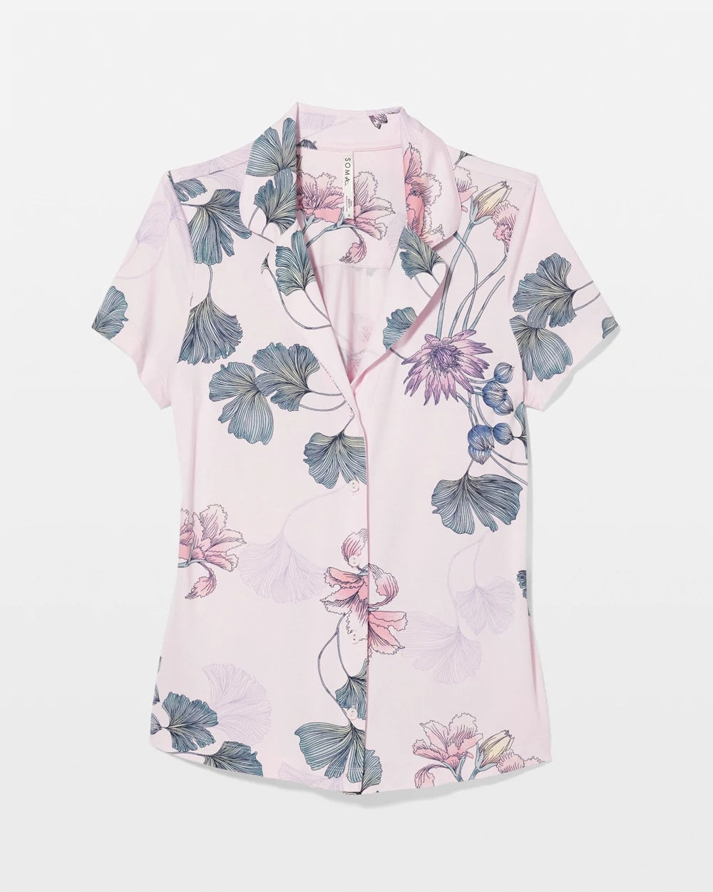 FLORAL HAVEN SUGAR COATED - Short Sleeve Notch Collar Pajama Top | Soma