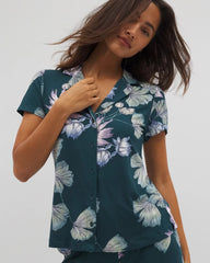 HAVEN BOTANICAL DARK SEA - Short Sleeve Notch Collar Pajama Top | Soma