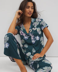 HAVEN BOTANICAL DARK SEA - Short Sleeve Notch Collar Pajama Top | Soma