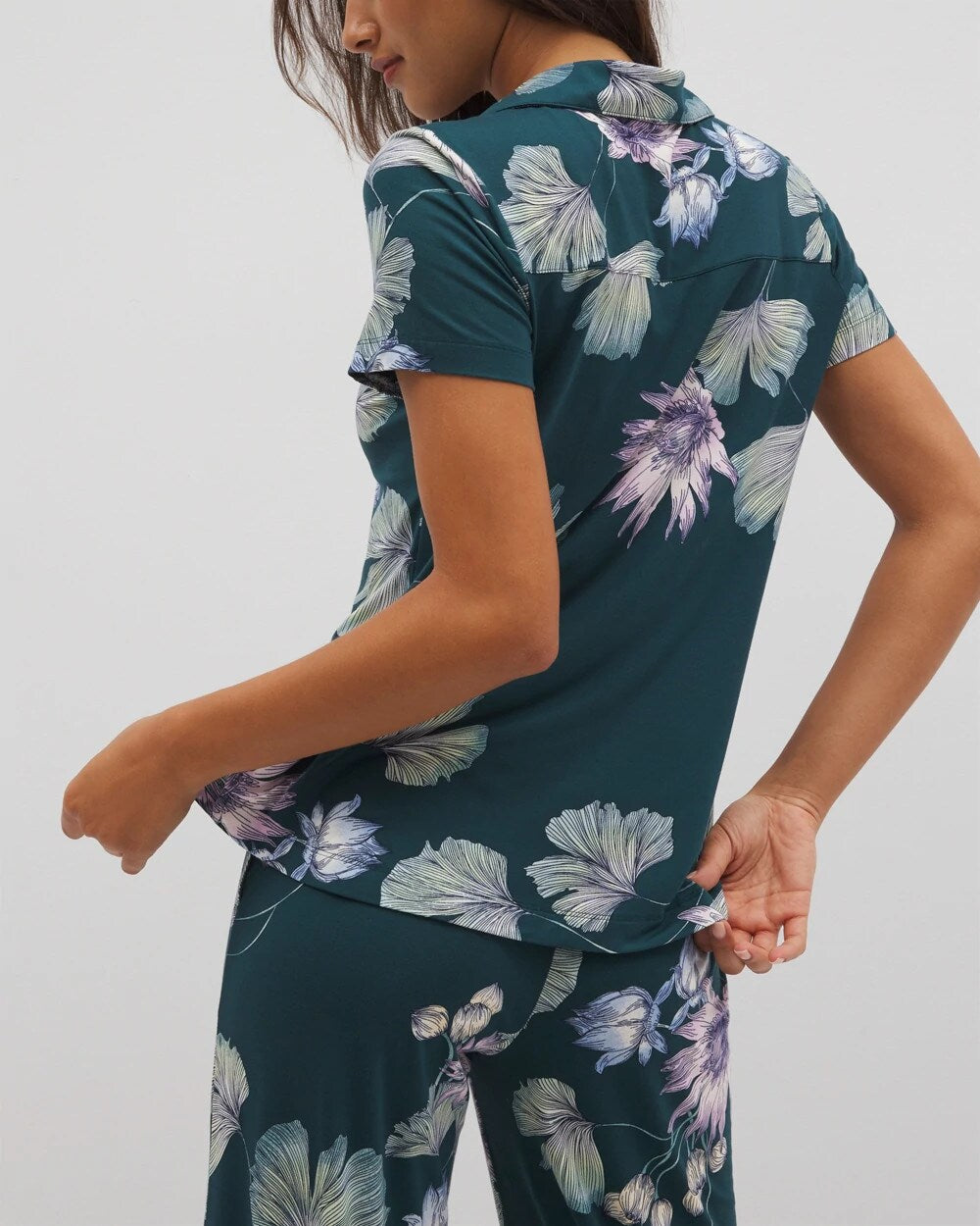 HAVEN BOTANICAL DARK SEA - Short Sleeve Notch Collar Pajama Top | Soma