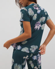 HAVEN BOTANICAL DARK SEA - Short Sleeve Notch Collar Pajama Top | Soma