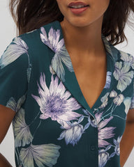HAVEN BOTANICAL DARK SEA - Short Sleeve Notch Collar Pajama Top | Soma