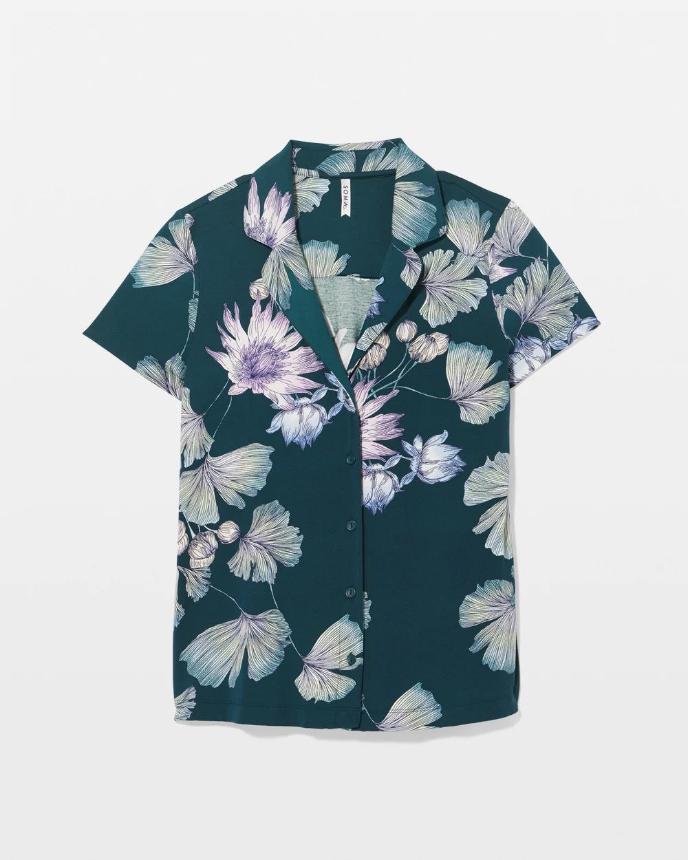 HAVEN BOTANICAL DARK SEA - Short Sleeve Notch Collar Pajama Top | Soma