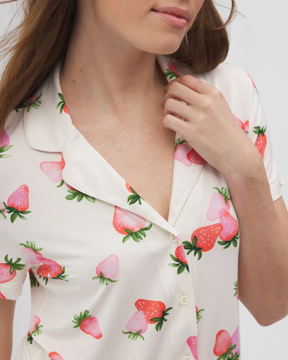 BERRY BEST CHAMPAGNE - Short Sleeve Notch Collar Pajama Top | Soma
