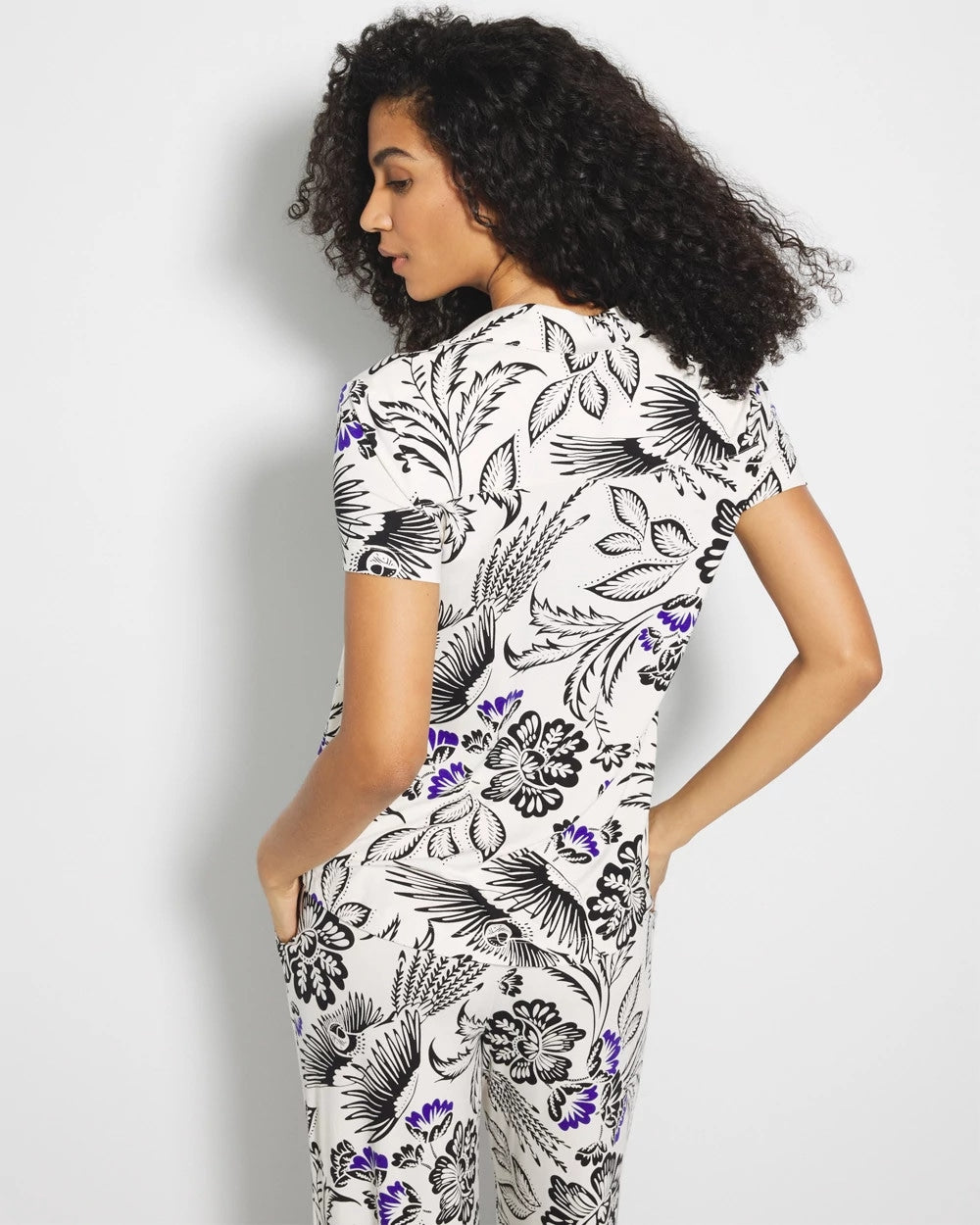 FLY BY NIGHT CHMPGNE DRMS - Short Sleeve Notch Collar Pajama Top | Soma