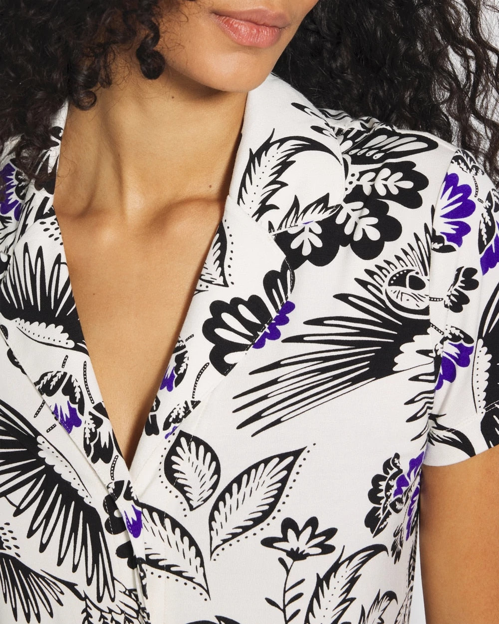 FLY BY NIGHT CHMPGNE DRMS - Short Sleeve Notch Collar Pajama Top | Soma