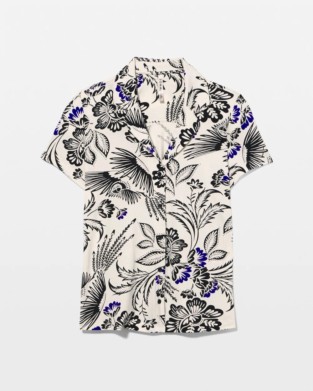 FLY BY NIGHT CHMPGNE DRMS - Short Sleeve Notch Collar Pajama Top | Soma