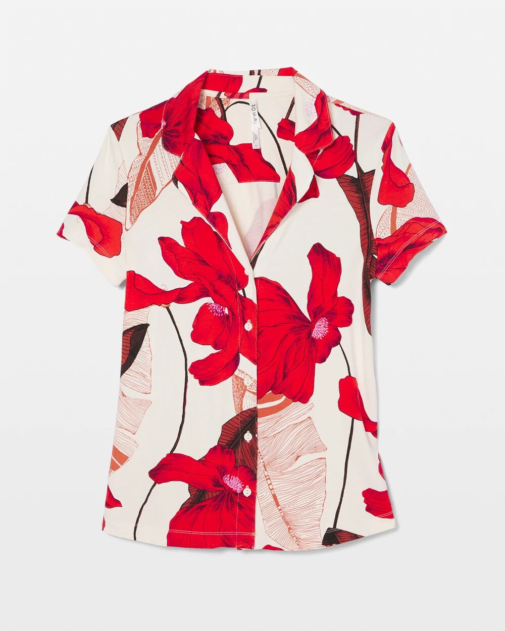 TROPIC LIKE ITS HOT WS - Short Sleeve Notch Collar Pajama Top | Soma