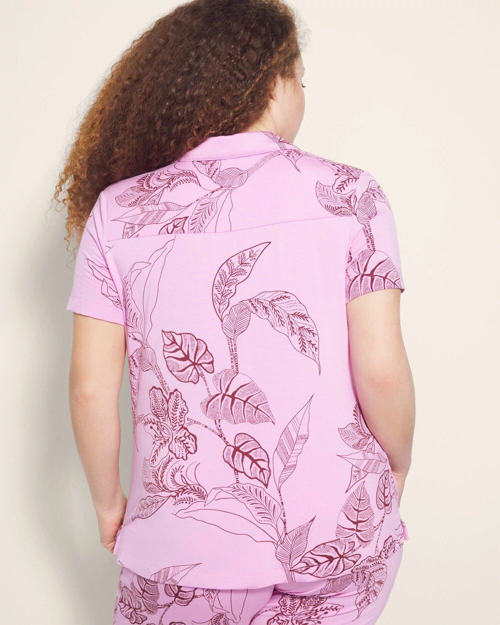 BALI BATIK META MAUVE - Short Sleeve Notch Collar Pajama Top | Soma