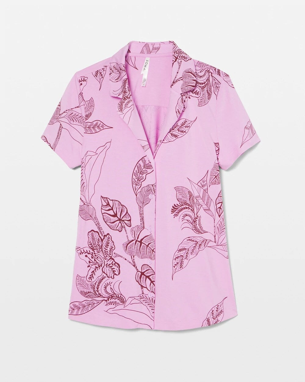 BALI BATIK META MAUVE - Short Sleeve Notch Collar Pajama Top | Soma