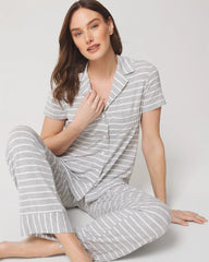 FUNDAMENTAL M HTHR OPAL G - Short Sleeve Notch Collar Pajama Top | Soma
