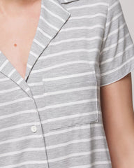 FUNDAMENTAL M HTHR OPAL G - Short Sleeve Notch Collar Pajama Top | Soma