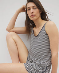NIGHTCAP STRIPE NAVY - Pom Trim Pajama Cami | Soma