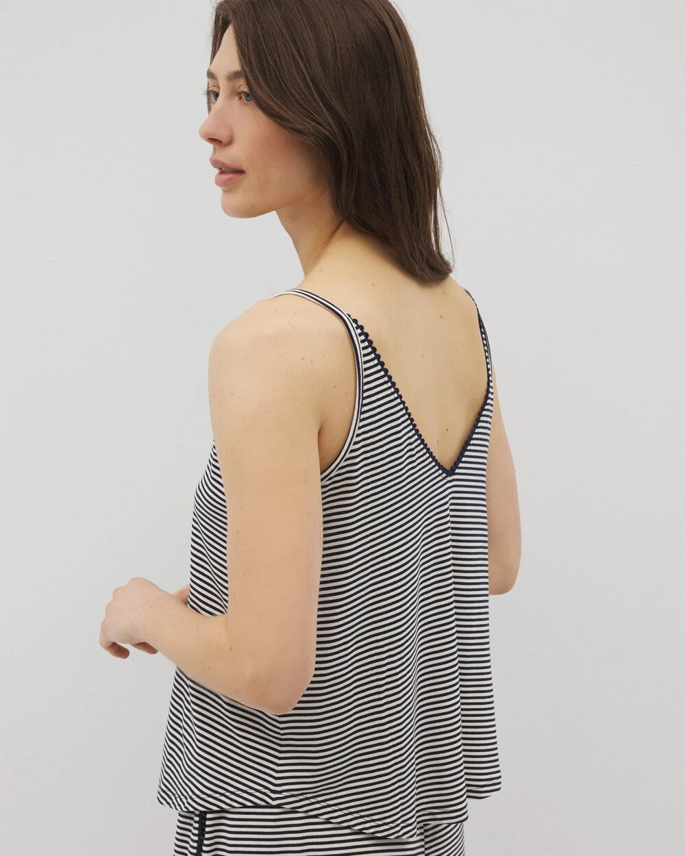 NIGHTCAP STRIPE NAVY - Pom Trim Pajama Cami | Soma