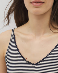 NIGHTCAP STRIPE NAVY - Pom Trim Pajama Cami | Soma