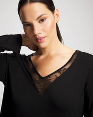 BLACK - Lace Long Sleeve Pajama Top | Soma