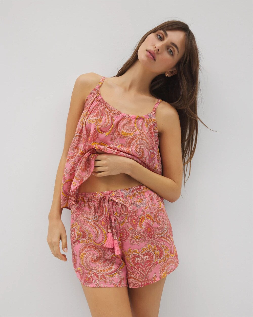 SHOW OFF PAISLEY P GUAVA - Cotton Voile Pajama Short | Soma