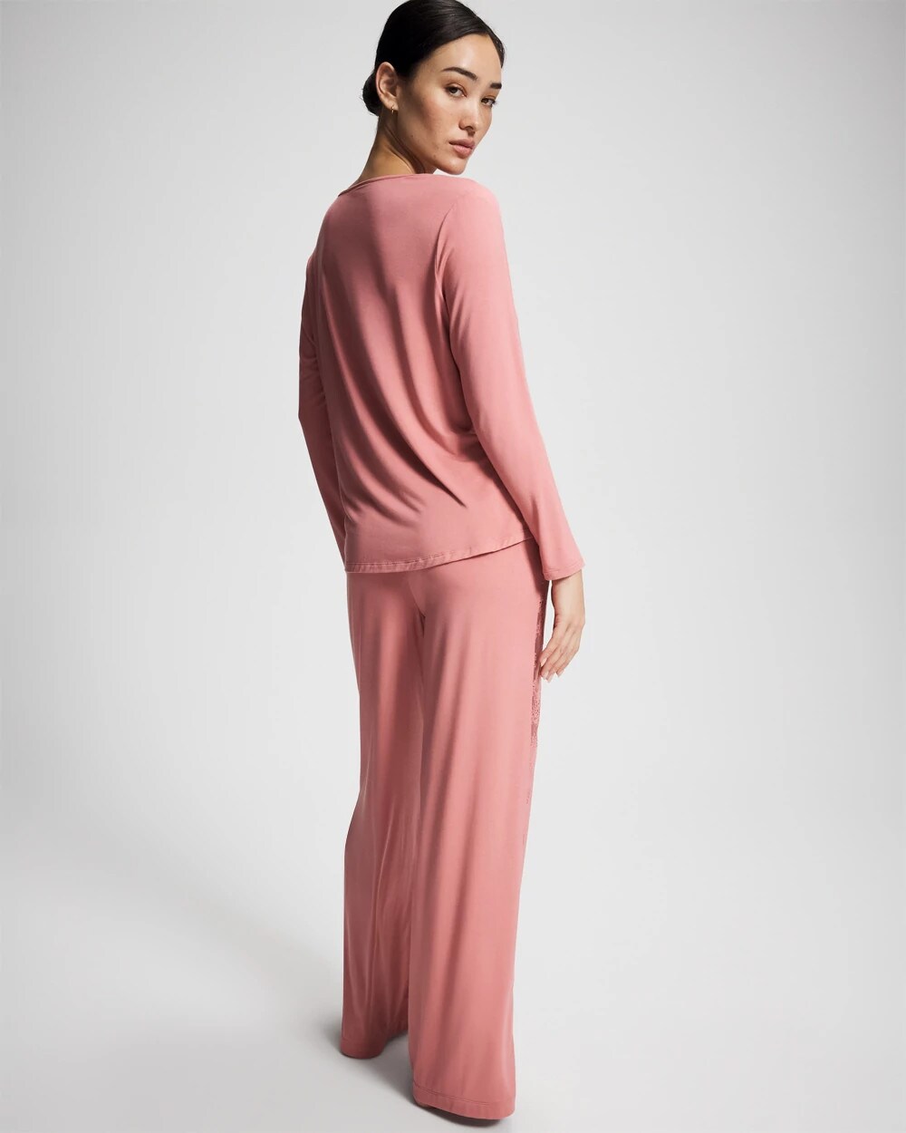 ANTIQUE PINK - Lace Relaxed Wide Leg Pajama Pant | Soma