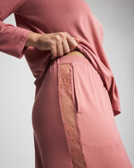ANTIQUE PINK - Lace Relaxed Wide Leg Pajama Pant | Soma