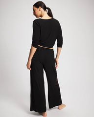 BLACK - Lace Relaxed Wide Leg Pajama Pant | Soma